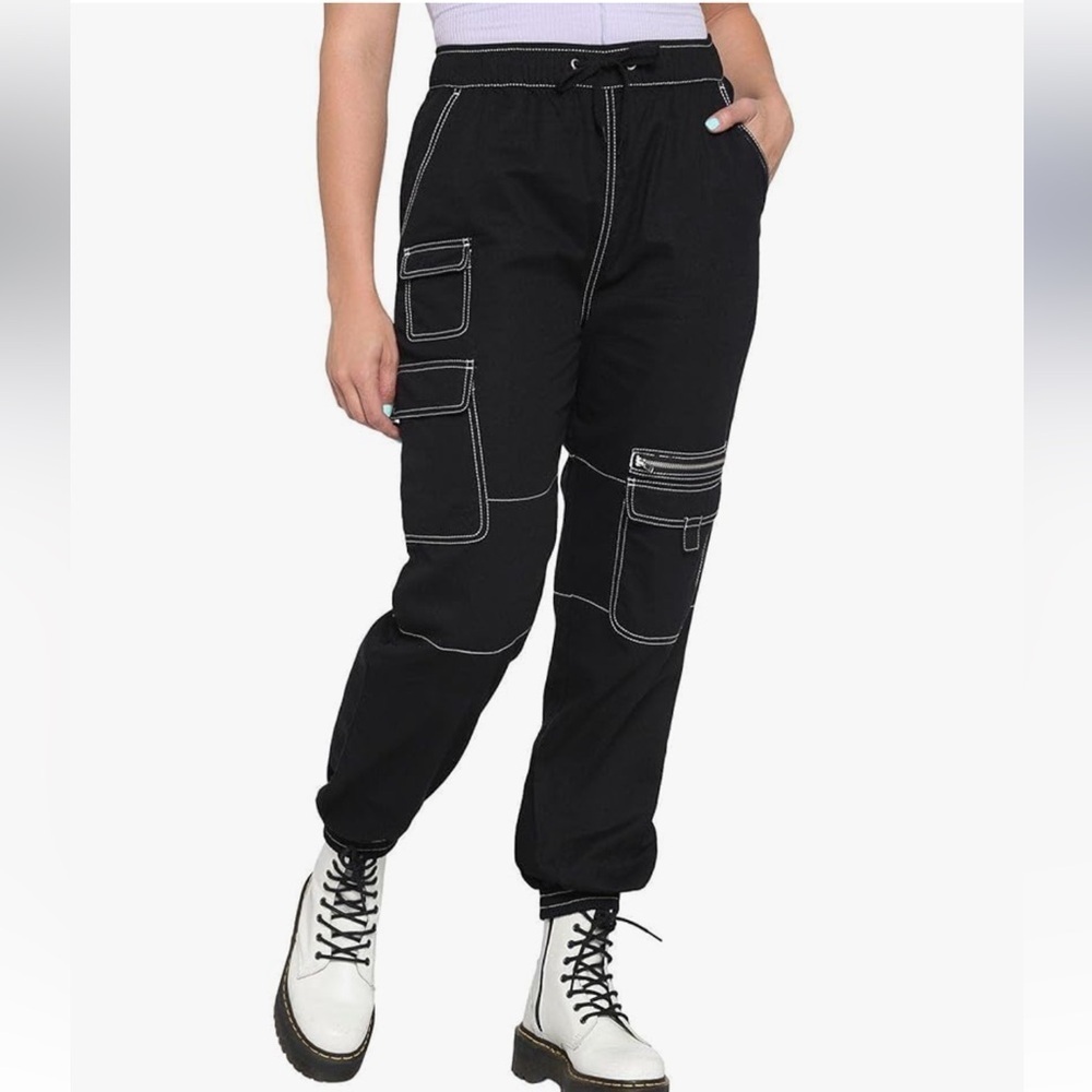 Hot Topic Carpenter Jeans Womens Large Baggy 90's Joggers Y2K Black Pants W-10
